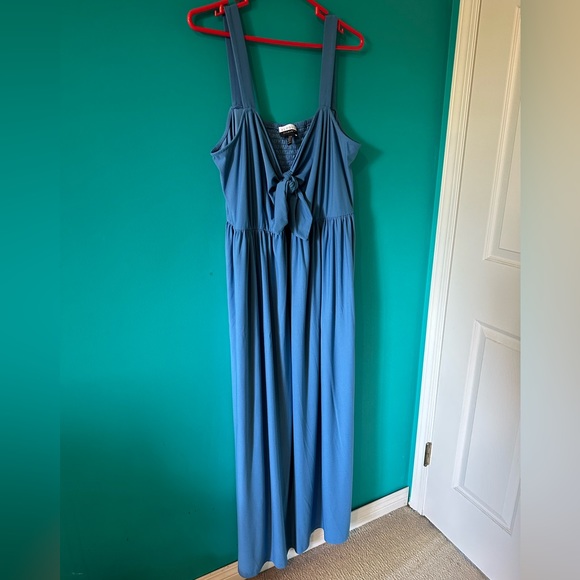 Eloquii 22/24 stretchy blue dress retro tie in front - Picture 2 of 7